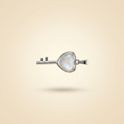 Moonstone Heart Key Pendant