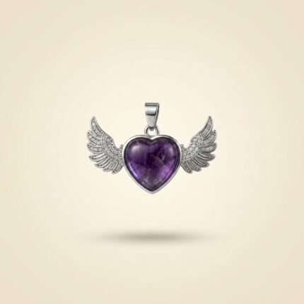 Amethyst Wing Heart Pendant