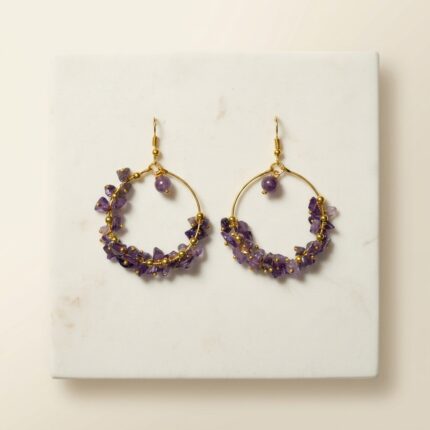 Amethyst Chip Hoop Earrings