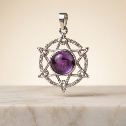Amethyst Round Star Crystal Pendant