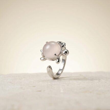 Rose Quartz Round Crystal Ring