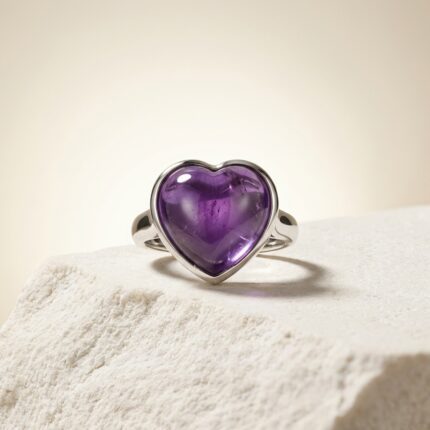Amethyst Heart Crystal Ring