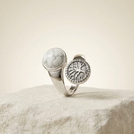 Selenite Tree of Life Crystal Ring