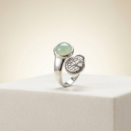 Green Aventurine Tree of Life Crystal Ring