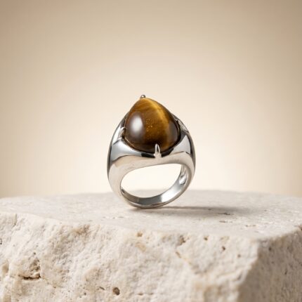 Tiger Eye Teardrop Crystal Ring