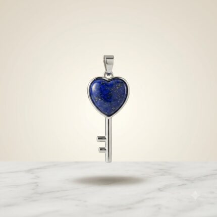 Lapis Lazuli Heart Key Crystal Pendant