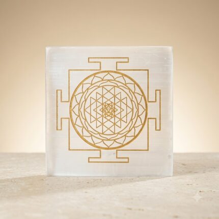Selenite Sri Yantra Charging Plate
