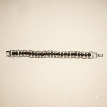 Black Tournamile Silver Plated Karungali Chain Bracelet