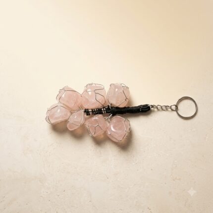 Rose Quartz Grape Bunch Crystal Keychain