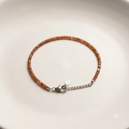 Faceted Hessonite Garnet Beaded Minimalist Bracelet
