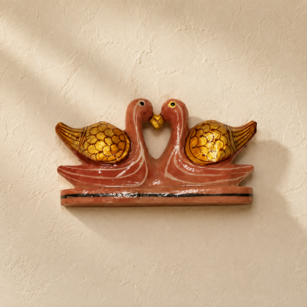 Handcrafted Wooden Swan Pair (or kissing duck) Showpiece Figurine