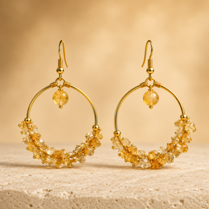Citrine Chip Hoop Earings