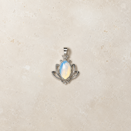 Boho Chic Moonstone Lotus Flower Pendant Set