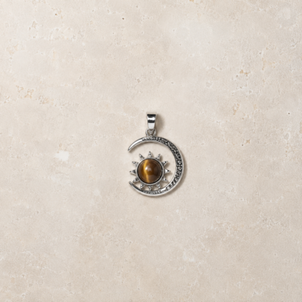 Natural Tiger Eye Crystal Stone Sun With Moon Frame Pendant