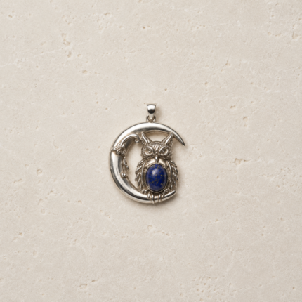 Lapis Lazuli Owl Moon Pendant