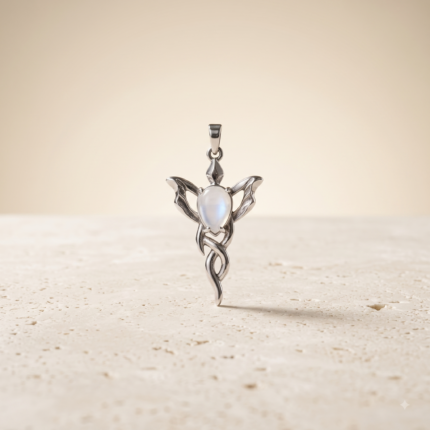 Seraph Angel Pendant Necklace with Moonstone