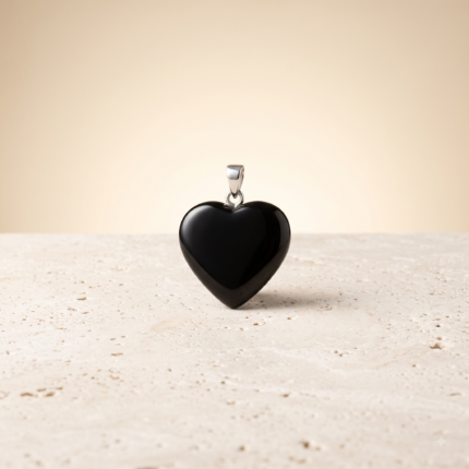 Black Tourmaline Black Obsidian Heart Pendant