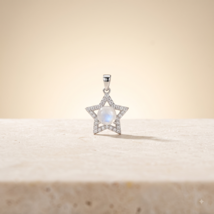 Moonstone Star-Shapped Diamond Pendant