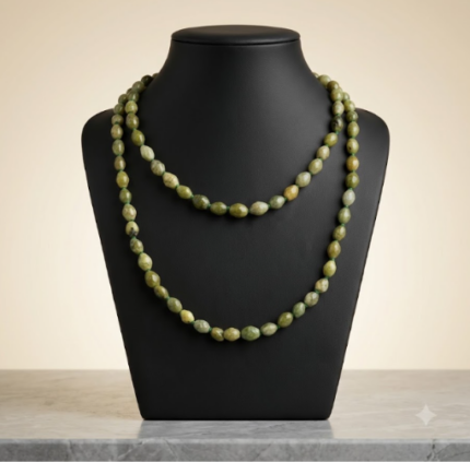 Mottled Green Canadian Jade Beaded Necklace