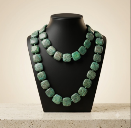 Turquoise Smooth Block Cylinder Bead Necklace