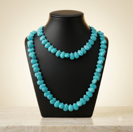Natural Arizona Sleeping Beauty Turquoise Pear Beads Necklace