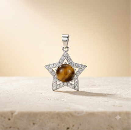 Tiger Eye Sparkling Crystal Star Pendant