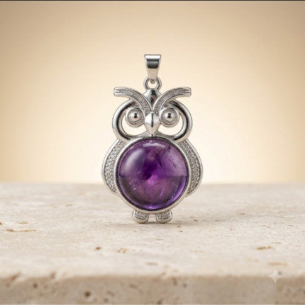 Amethyst Owl Pendant