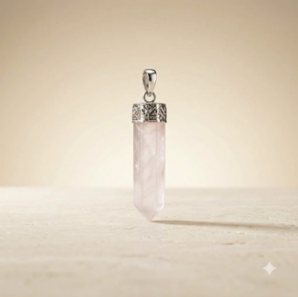 Rose Quartz Pencil Shape Crystal Pendant