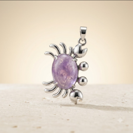 Natural Stone Crab Charm Pendant